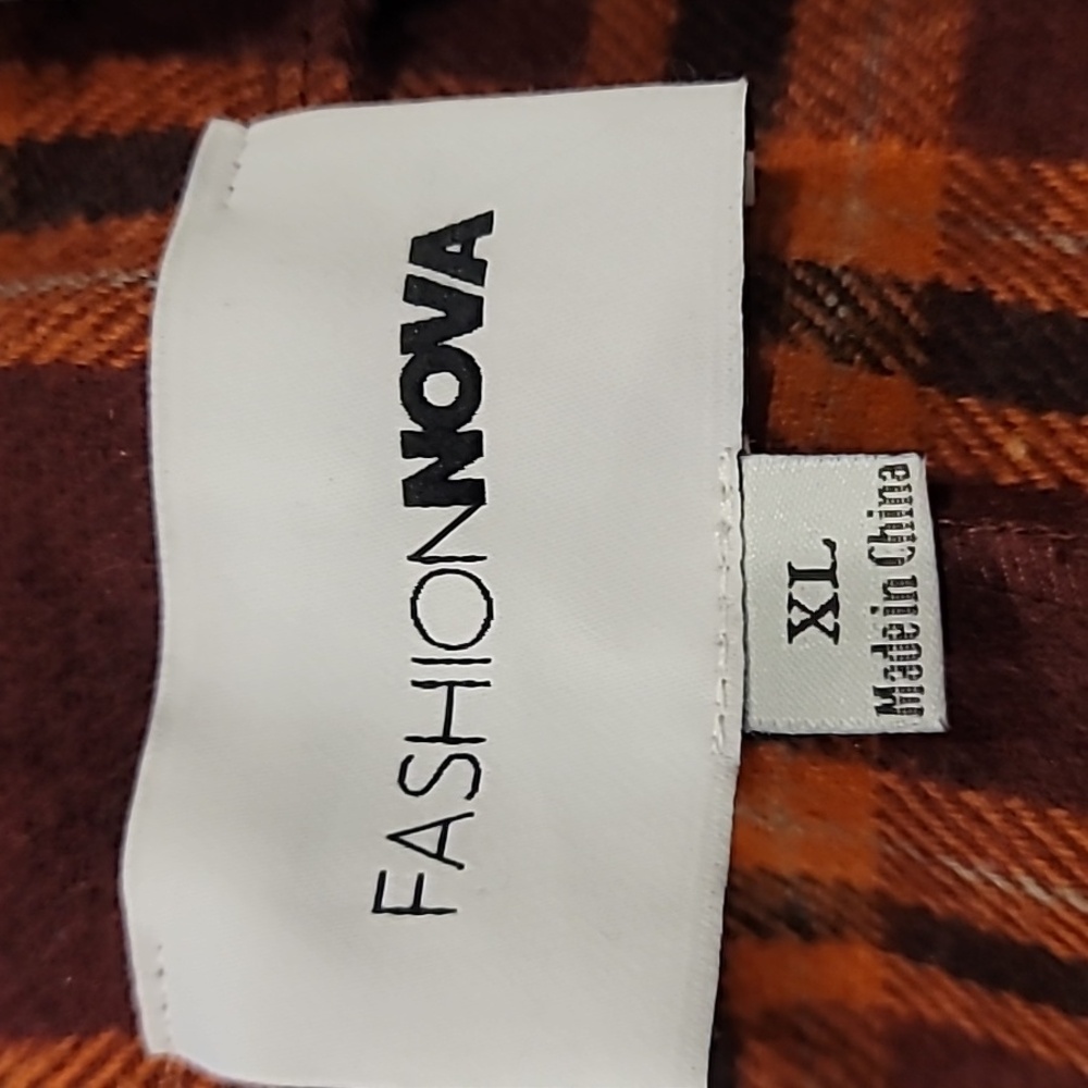 Fashion Nova Outdoor Plaid All In One Shirt Hoodie Top XL - Picture 15 of 17